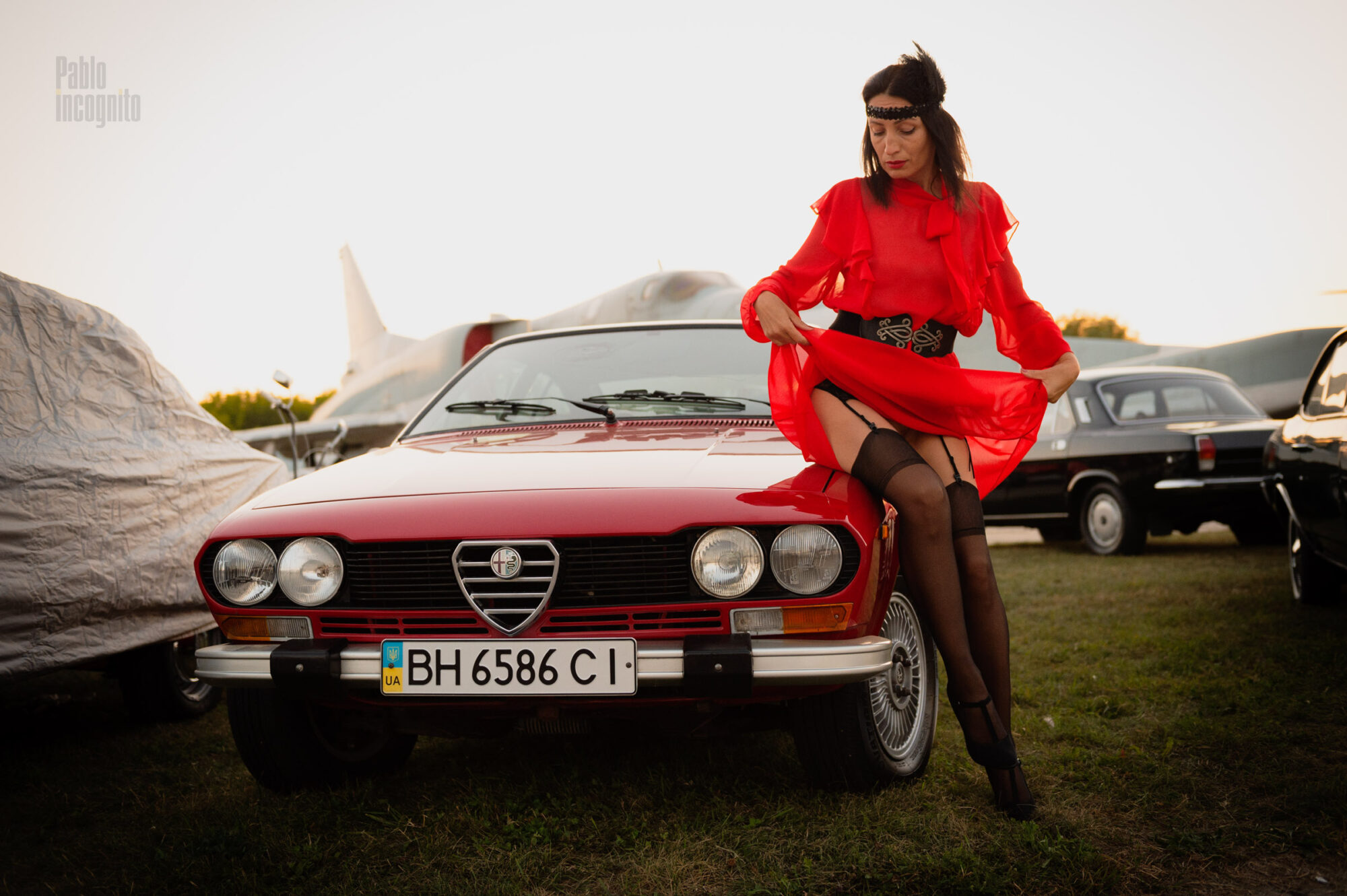 Red Alfa Romeo Gtv Nude And Car Bottomless Pablo Incognito