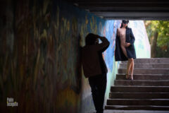 Backstage nude photoshoot in the underpass