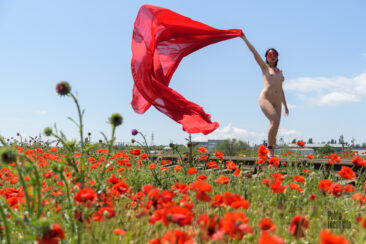 Naked with a red flag