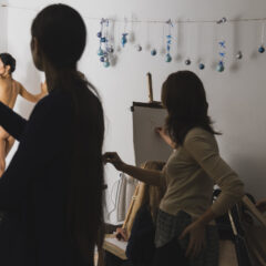 Nude in the artist's studio. Nude photographer Pablo Incognito