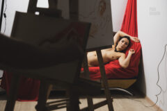 Beautiful model in the studio of the artist nude art photo