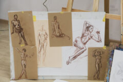 Sketches of artists on which nude model Irene Adler art photo
