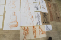 Sketches of nude artists, backstage photo by Pablo Incognito