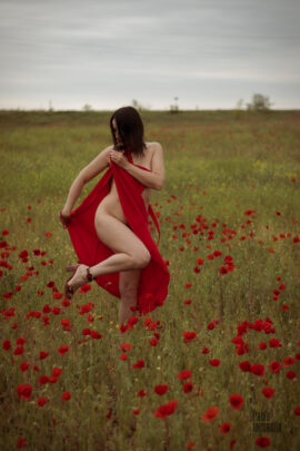 Half-naked girl in poppies. Nude photo by Pablo Incognito