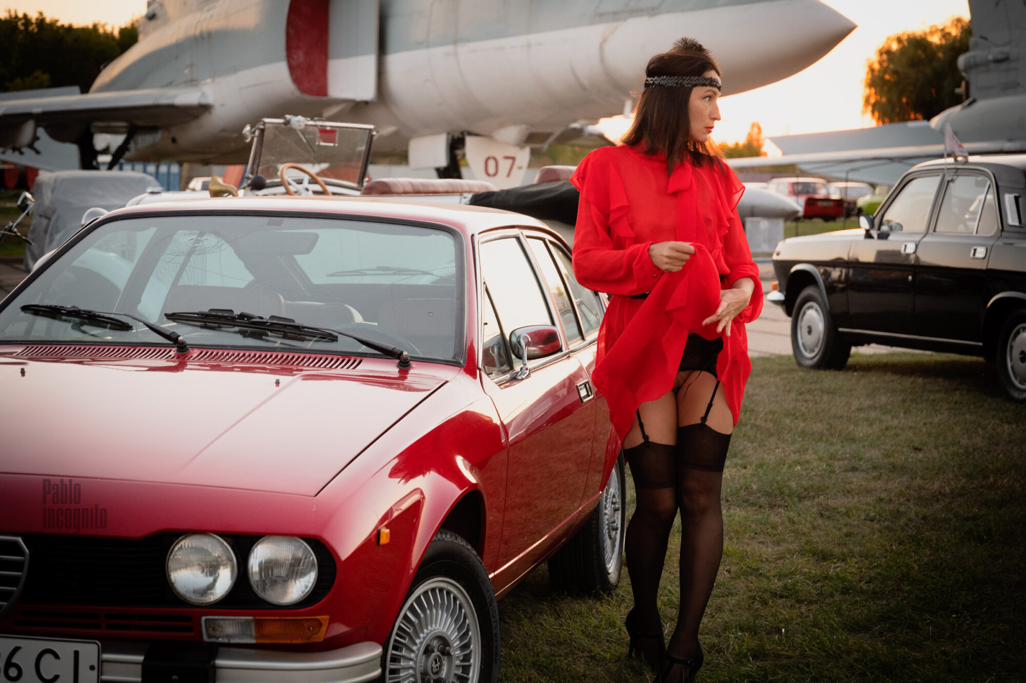 Red Alfa Romeo Gtv 116 Nude And Car Bottomless Pablo Incognito