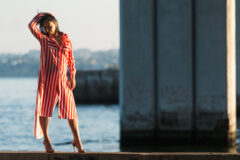 Nude photo shoot under the city bridge. Erotic with perspective. Photographer Pablo Incognito