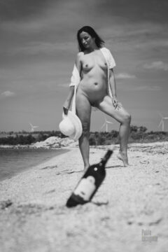 Black and white nude on a wild beach photo