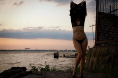 Sunset striptease. Nude on the river bank. Irene Adler, Pablo Incognito