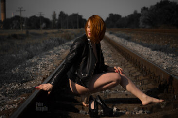 Glamorous photo session on the rails. Debut of a red-haired woman. Nude photo by Pablo Incognito