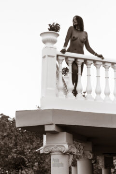 Nude model Iren Adler on the balcony posing Pablo Incognito