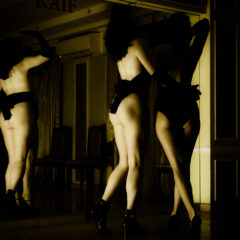 Nude photoshoot with 2 topless models. Location - cafe. Photo by Pablo Inognito