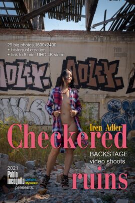 Poster for a nude photoshoot on the ruins with graffiti